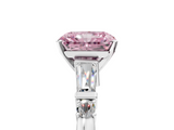 White gold Fancy Pink Radiant  Cut Diamond Ring with Baguette Side Stones, Channel Set Band, and Four-Prong Setting_8