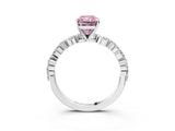 White gold Fancy Pink Radiant Cut Diamond Ring with Marquise and Round  Side Stones and Four-Prong Setting_67