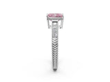 White gold Fancy Pink Radiant Cut Diamond Ring with Milgrain Pavé Band and Four-Prong Setting_34