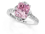 White gold Fancy Pink Radiant Cut Diamond Ring with Pavé Band and Floral Prong Setting_64