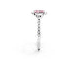 White gold Fancy Pink Radiant Cut Diamond Ring with Pavé Band and Floral Prong Setting_64