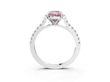 White gold Fancy Pink Radiant Cut Diamond Ring with Pavé Band and Floral Prong Setting_66