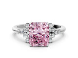 White gold Fancy Pink Radiant Cut Diamond Ring with Side Stones and Four-Prong Setting_118