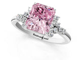 White gold Fancy Pink Radiant Cut Diamond Ring with Side Stones and Four-Prong Setting_119