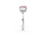 White gold Fancy Pink Radiant Cut Diamond Ring with Side Stones and Four-Prong Setting_120