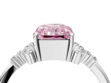 White gold Fancy Pink Radiant Cut Diamond Ring with Side Stones and Four-Prong Setting_123