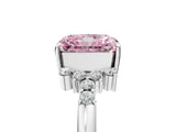 White gold Fancy Pink Radiant Cut Diamond Ring with Side Stones and Four-Prong Setting_124