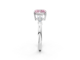 White gold Fancy Pink Radiant  Cut Diamond Ring with Tapered Baguette Side Stones in Four-Prong Setting_5