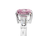 White gold Fancy Pink Radiant  Cut Diamond Ring with Tapered Baguette Side Stones in Four-Prong Setting_8
