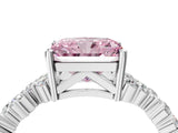 White gold Fancy Pink Radiant Cut Diamond Scattered Round Accent Ring with Prong Setting_17