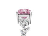 White gold Fancy Pink Radiant Cut Diamond Scattered Round Accent Ring with Prong Setting_18