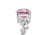 White gold Fancy Pink Radiant Cut Diamond Scattered Round Accent Ring with Prong Setting_30