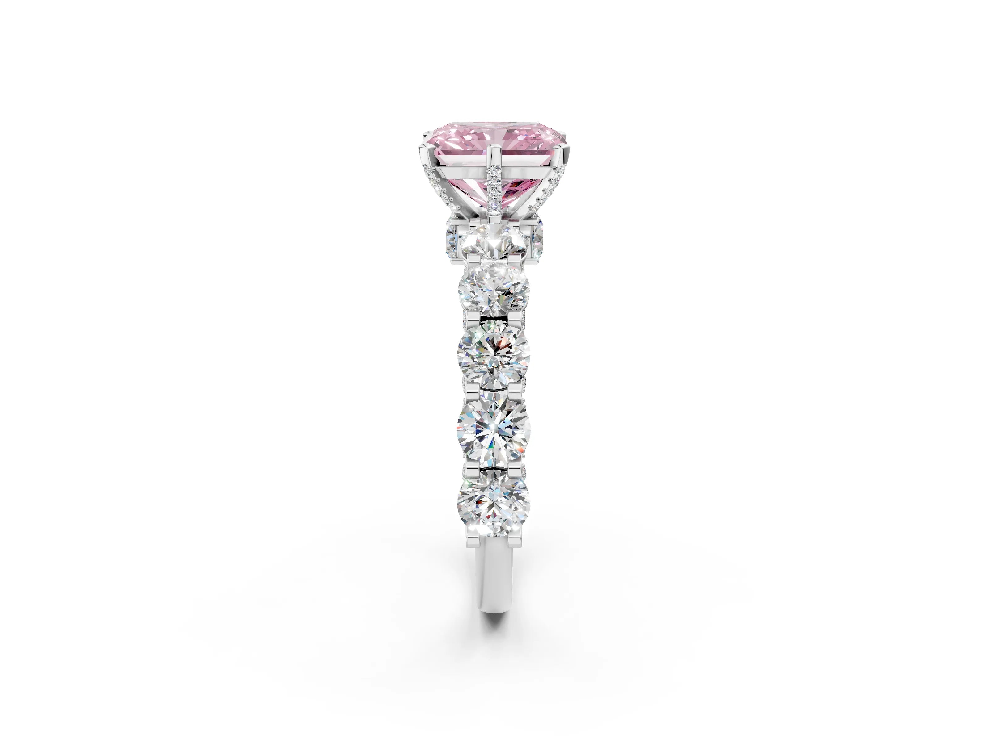 White gold Fancy Pink Radiant Cut Diamond Side Stone Engagement Ring with Four-Prong Setting_38