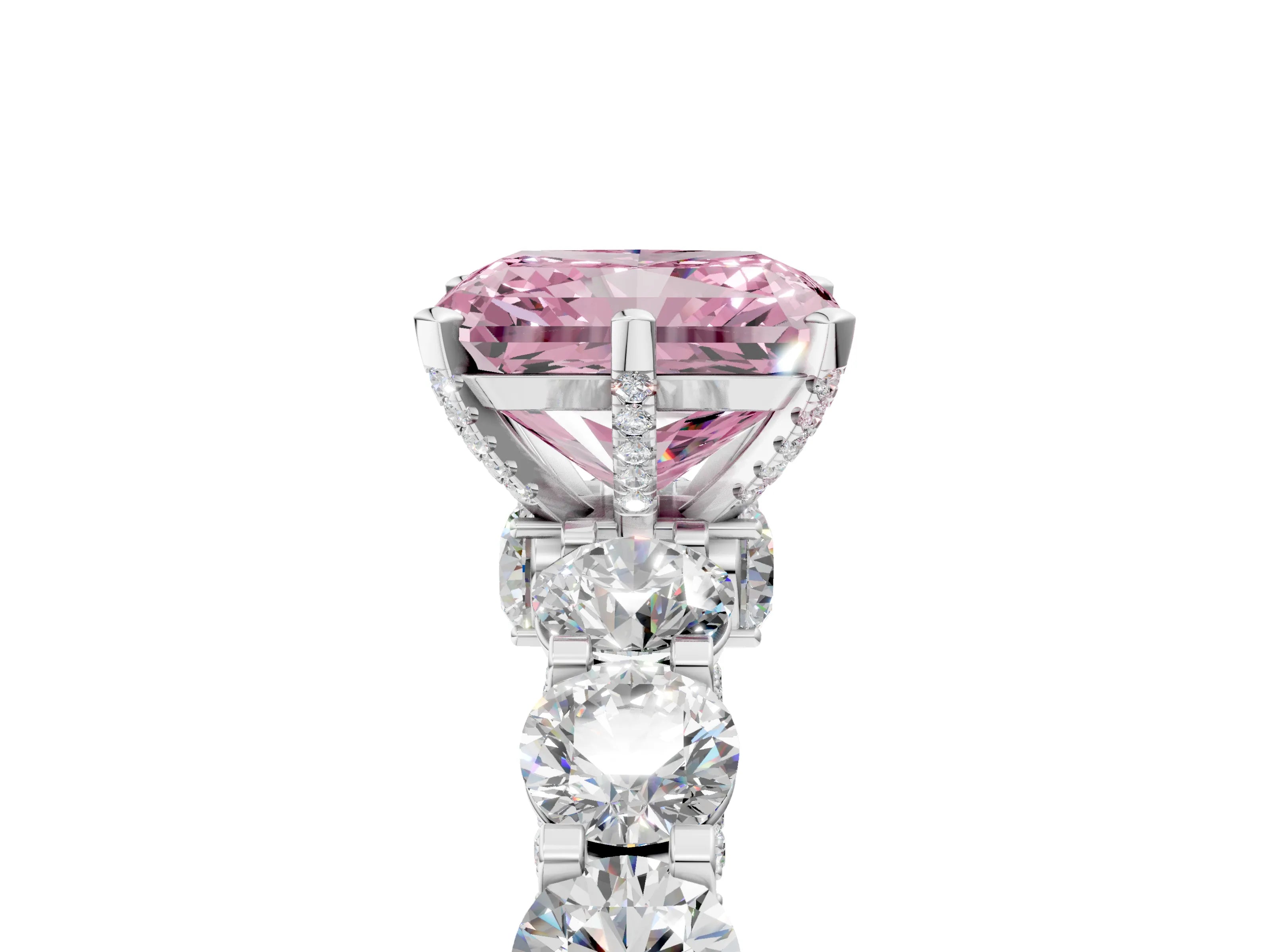 White gold Fancy Pink Radiant Cut Diamond Side Stone Engagement Ring with Four-Prong Setting_41