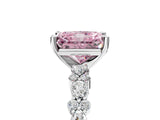 White gold Fancy Pink Radiant Cut Diamond Side Stone Solitaire Ring with Round  and Four-Prong Setting_218