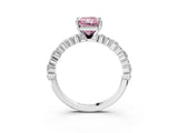 White gold Fancy Pink Radiant Cut Diamond Side Stone Solitaire Ring with Round  and Four-Prong Setting_222