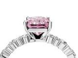 White gold Fancy Pink Radiant Cut Diamond Side Stone Solitaire Ring with Round  and Four-Prong Setting_223
