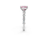 White gold Fancy Pink Radiant Cut Diamond Side Stone Solitaire Ring with Round  and Four-Prong Setting_26