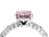 White gold Fancy Pink Radiant Cut Diamond Side Stone Solitaire Ring with Round  and Four-Prong Setting_28