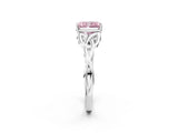 White gold Fancy Pink Radiant Cut Diamond Solitaire Celtic Knot Ring with Four-Prong Setting_121
