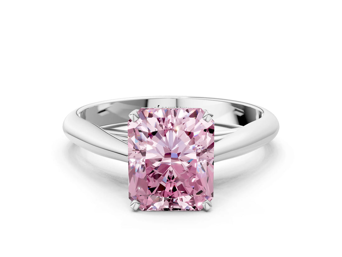 White gold Fancy Pink Radiant Cut Diamond Solitaire Engagement Ring with Cathedral Setting and Four-Prong Mount_170
