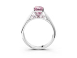 White gold Fancy Pink Radiant Cut Diamond Solitaire Engagement Ring with Cathedral Setting and Four-Prong Mount_173