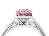White gold Fancy Pink Radiant Cut Diamond Solitaire Engagement Ring with Cathedral Setting and Four-Prong Mount_177