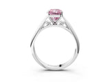 White gold Fancy Pink Radiant Cut Diamond Solitaire Engagement Ring with Cathedral Setting and Four-Prong Mount_182