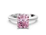White gold Fancy Pink Radiant Cut Diamond Solitaire Engagement Ring with Round Band and Four-Prong Setting_161