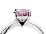 White gold Fancy Pink Radiant Cut Diamond Solitaire Engagement Ring with Round Band and Four-Prong Setting_165