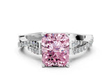 White gold Fancy Pink Radiant Cut Diamond Solitaire Engagement Ring with Twisted Pavé Band and Four-Prong Setting_92