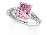 White gold Fancy Pink Radiant Cut Diamond Solitaire Engagement Ring with Twisted Pavé Band and Four-Prong Setting_93