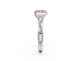 White gold Fancy Pink Radiant Cut Diamond Solitaire Engagement Ring with Twisted Pavé Band and Four-Prong Setting_94