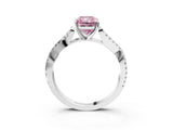 White gold Fancy Pink Radiant Cut Diamond Solitaire Engagement Ring with Twisted Pavé Band and Four-Prong Setting_95