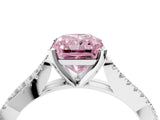 White gold Fancy Pink Radiant Cut Diamond Solitaire Engagement Ring with Twisted Pavé Band and Four-Prong Setting_96
