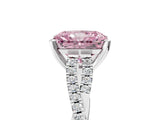 White gold Fancy Pink Radiant Cut Diamond Solitaire Engagement Ring with Twisted Pavé Band and Four-Prong Setting_97
