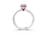 White gold Fancy Pink Radiant Cut Diamond Solitaire Pavé Engagement Ring with Round Band and Prong Setting_76