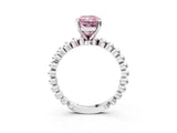 White gold Fancy Pink Radiant Cut Diamond Solitaire Ring with Beaded Band and Prong Setting_382