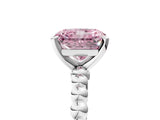 White gold Fancy Pink Radiant Cut Diamond Solitaire Ring with Beaded Band and Prong Setting_384