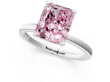 White gold Fancy Pink Radiant Cut Diamond Solitaire Ring with Classic Band and Four-Prong Setting_1