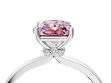 White gold Fancy Pink Radiant Cut Diamond Solitaire Ring with Classic Band and Four-Prong Setting_4