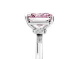 White gold Fancy Pink Radiant Cut Diamond Solitaire Ring with Classic Band and Four-Prong Setting_5