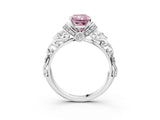 White gold Fancy Pink Radiant Cut Diamond Solitaire Ring with Filigree Band and Four-Prong Setting_78