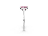 White gold Fancy Pink Radiant Cut Diamond Solitaire Ring with Flower Prong Setting and Classic Band_106