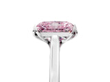 White gold Fancy Pink Radiant Cut Diamond Solitaire Ring with Flower Prong Setting and Classic Band_18