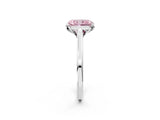 White gold Fancy Pink Radiant Cut Diamond Solitaire Ring with Flower Prong Setting and Classic Band_2