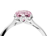 White gold Fancy Pink Radiant Cut Diamond Solitaire Ring with Flower Prong Setting and Classic Band_4
