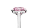 White gold Fancy Pink Radiant Cut Diamond Solitaire Ring with Flower Prong Setting and Classic Band_5