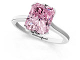 White gold Fancy Pink Radiant Cut Diamond Solitaire Ring with Flower Prong Setting and Classic Band_50