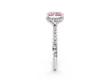 White gold Fancy Pink Radiant Cut Diamond Solitaire Ring with Four-Prong Setting and Pavé Band_5